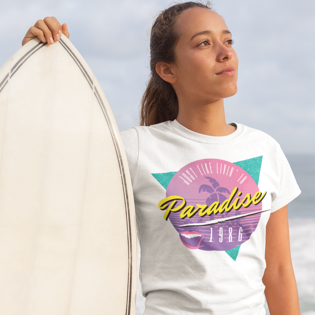 T-SHIRT JUST LIKE LIVIN'IN PARADISE 1986